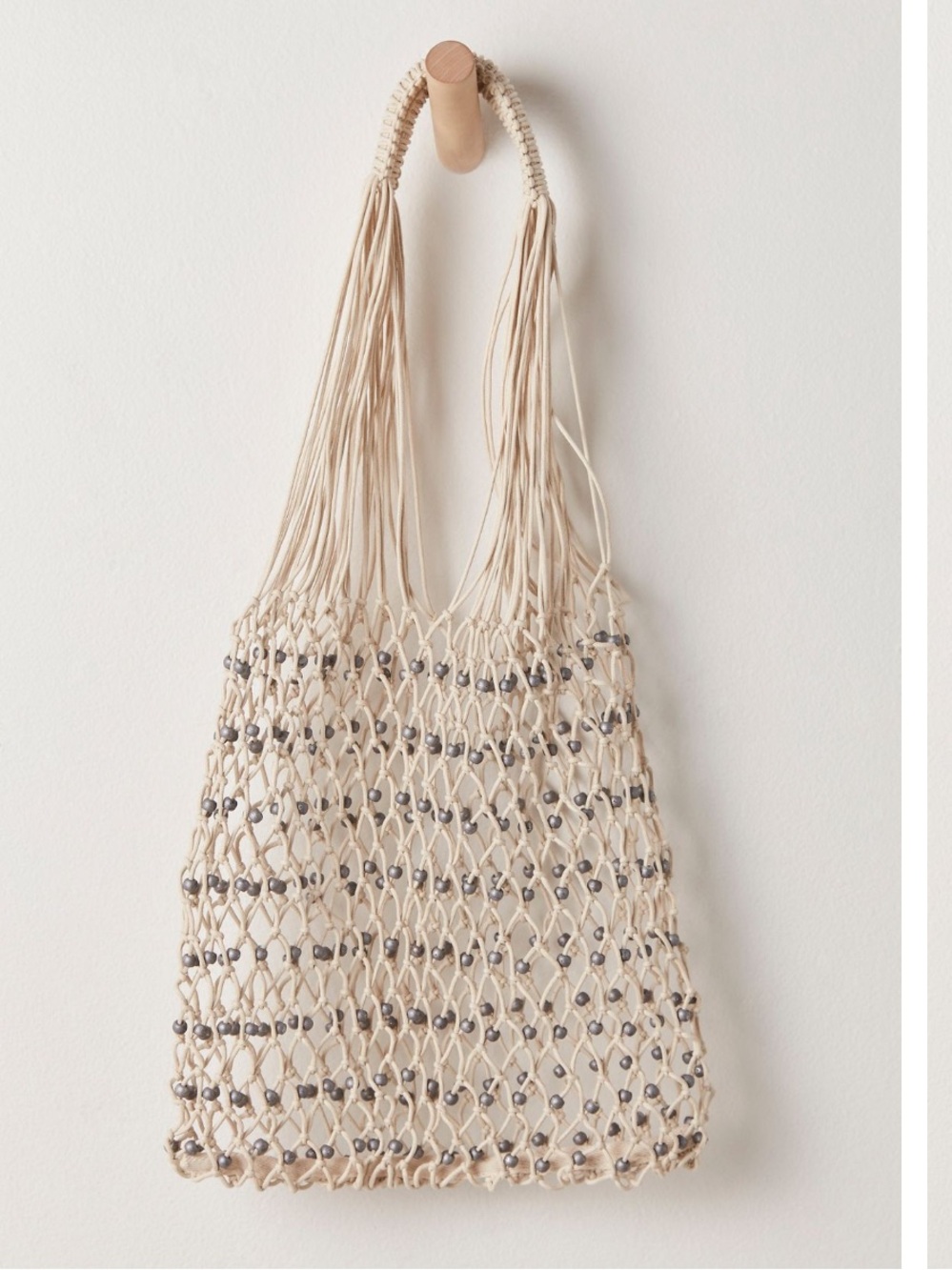 Free People wishing well beaded natural Net Market Bag - NWT